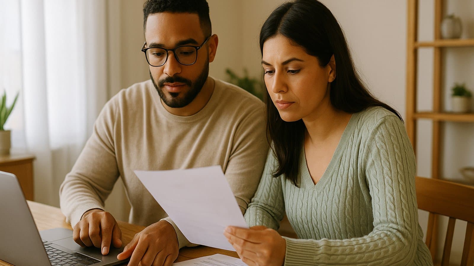 A calm desk with laptop, receipts, and coffee cup, symbolizing self-employed tax planning with clarity and order